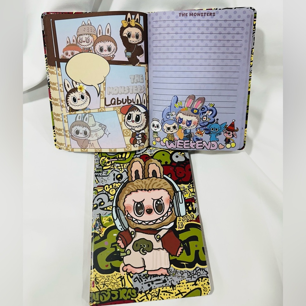 Labubu The Monsters Boom Boy in Headphones Hardcover 8x6 Notebook - Picture 2 of 4